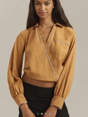 NWT Maeve piped wrap blouse.